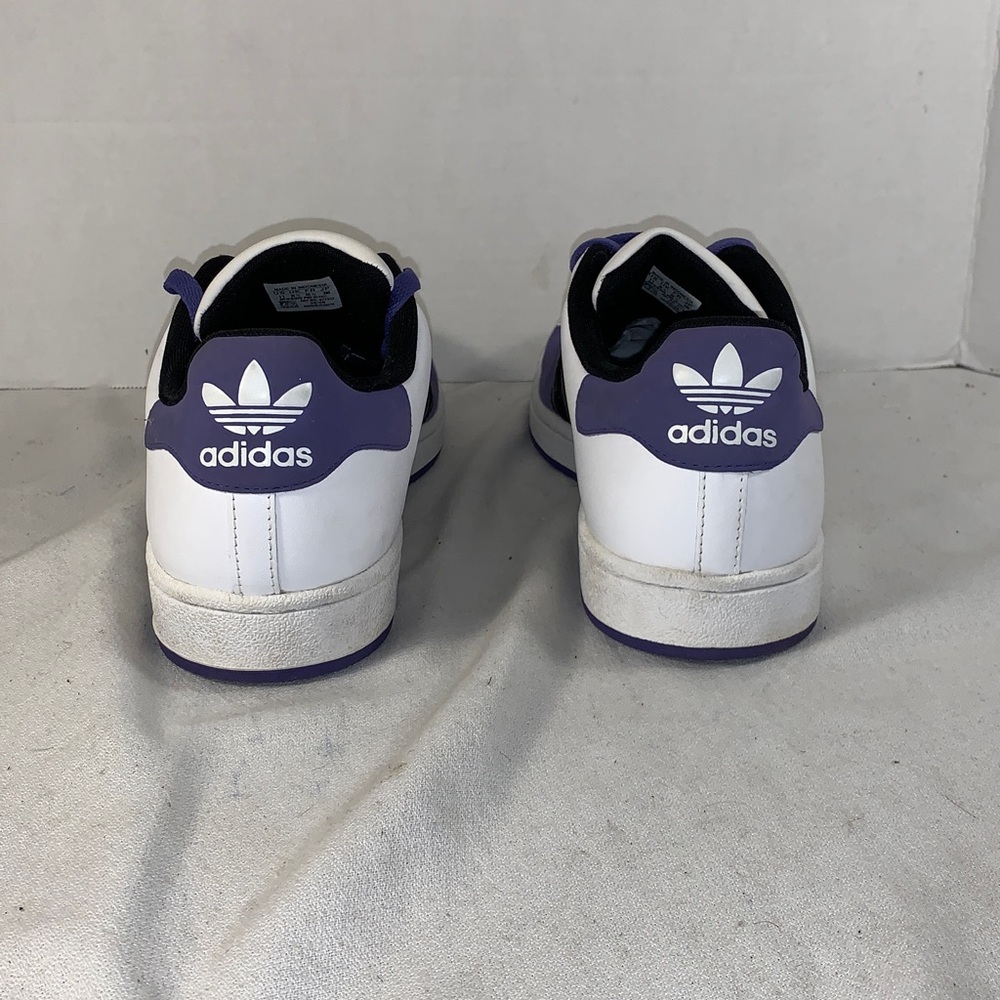 Adidas Men's Superstar White/Black/Purple Sneakers with Purple Suede Accents - Picture 2 of 6